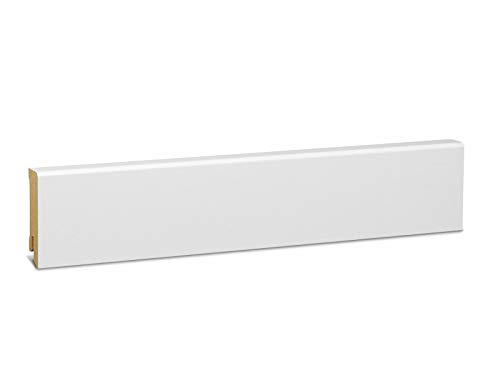 KGM Sockelleiste Modern – Weiß folierte MDF Fußbodenleiste – Maße: 2400 x 16 x 58 mm – 1 Stück  