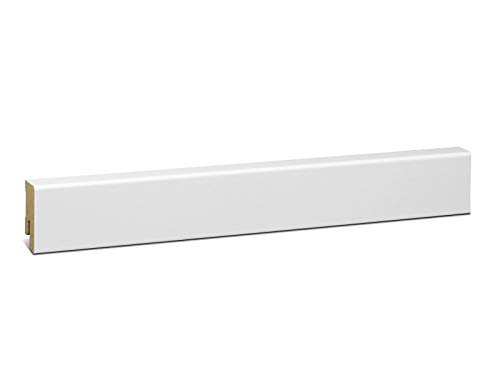 KGM Sockelleiste Modern – Weiß folierte MDF Fußbodenleiste – Maße: 2400 x 16 x 40 mm – 1 Stück  